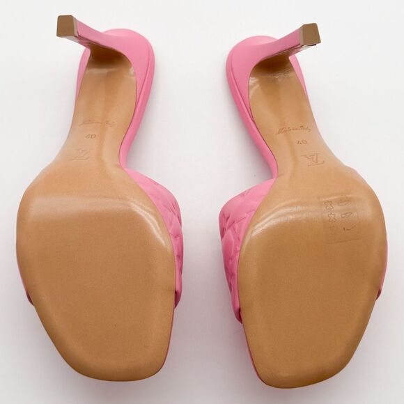Louis Vuitton Revival Mule Heel Sandals Pink Monogram Embossed Leather EU 40 - Picture 6 of 15